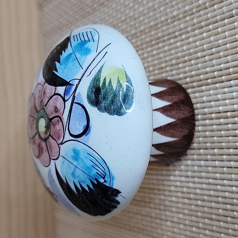 Vintage Tonala Pottery Mexican Folk Art Handpainted Mushroom Signed